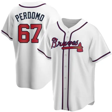 Angel Perdomo Men's Atlanta Braves Replica Home Jersey - White