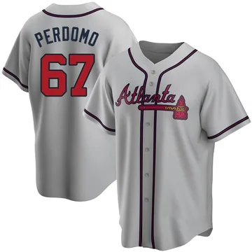 Angel Perdomo Men's Atlanta Braves Replica Road Jersey - Gray