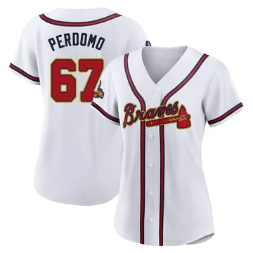 Angel Perdomo Women's Atlanta Braves Authentic White 2022 Program Jersey - Gold