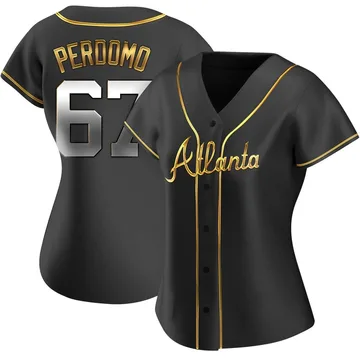 Angel Perdomo Women's Atlanta Braves Replica Alternate Jersey - Black Golden