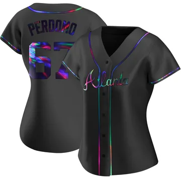 Angel Perdomo Women's Atlanta Braves Replica Alternate Jersey - Black Holographic