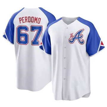 Angel Perdomo Youth Atlanta Braves Replica 2023 City Connect Jersey - White