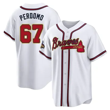 Angel Perdomo Youth Atlanta Braves Replica White 2022 Program Jersey - Gold