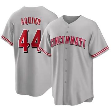 Aristides Aquino Men's Cincinnati Reds Replica Road Jersey - Gray