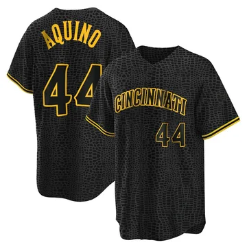 Aristides Aquino Youth Cincinnati Reds Replica Snake Skin City Jersey - Black