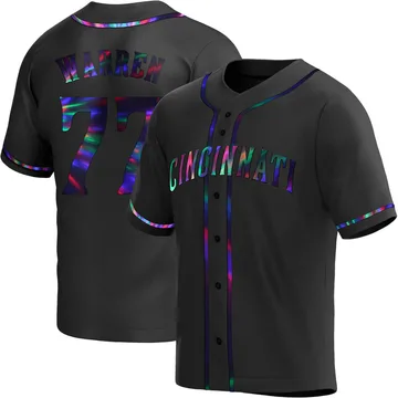 Art Warren Men's Cincinnati Reds Replica Alternate Jersey - Black Holographic