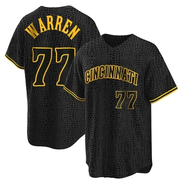 Art Warren Men's Cincinnati Reds Replica Snake Skin City Jersey - Black