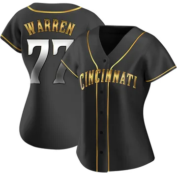 Art Warren Women's Cincinnati Reds Replica Alternate Jersey - Black Golden