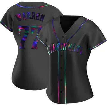 Art Warren Women's Cincinnati Reds Replica Alternate Jersey - Black Holographic