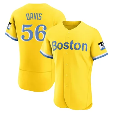 Austin Davis Men's Boston Red Sox Authentic Blue 2021 City Connect Jersey - Gold/Light