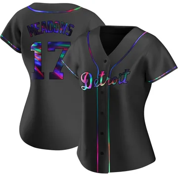 Austin Meadows Women's Detroit Tigers Replica Alternate Jersey - Black Holographic