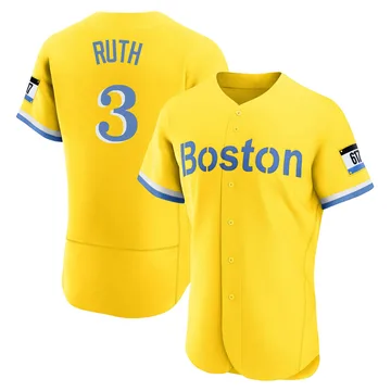 Babe Ruth Men's Boston Red Sox Authentic Blue 2021 City Connect Jersey - Gold/Light