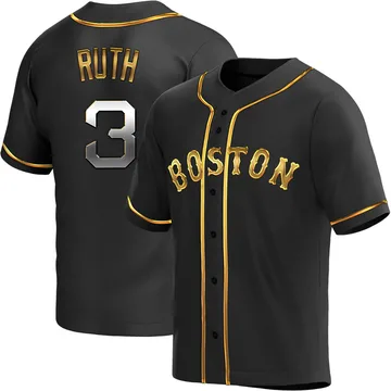 Babe Ruth Men's Boston Red Sox Replica Alternate Jersey - Black Golden