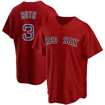 Babe Ruth Men's Boston Red Sox Replica Alternate Jersey - Red