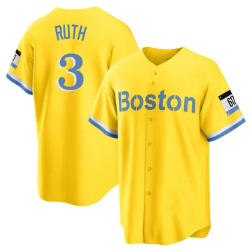 Babe Ruth Men's Boston Red Sox Replica Blue 2021 City Connect Player Jersey - Gold/Light