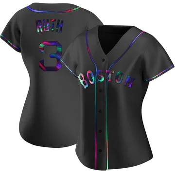 Babe Ruth Women's Boston Red Sox Replica Alternate Jersey - Black Holographic