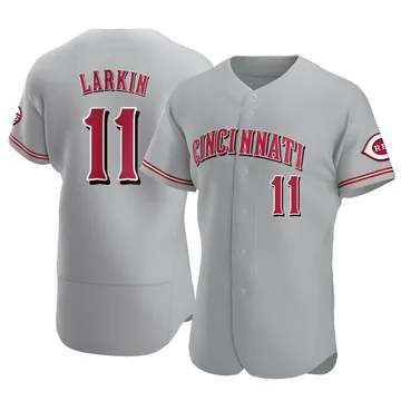 Barry Larkin Men's Cincinnati Reds Authentic Road Jersey - Gray