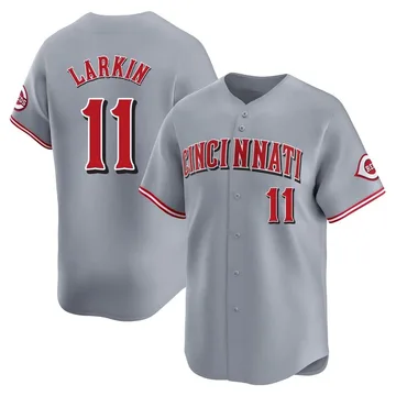 Barry Larkin Men's Cincinnati Reds Limited Away Jersey - Gray