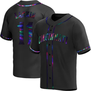 Barry Larkin Men's Cincinnati Reds Replica Alternate Jersey - Black Holographic