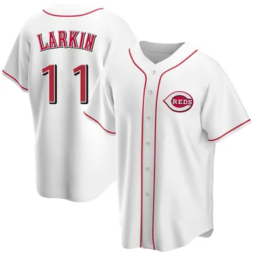 Barry Larkin Men's Cincinnati Reds Replica Home Jersey - White