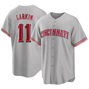 Barry Larkin Men's Cincinnati Reds Replica Road Jersey - Gray