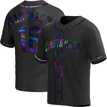 Benito Santiago Men's Cincinnati Reds Replica Alternate Jersey - Black Holographic