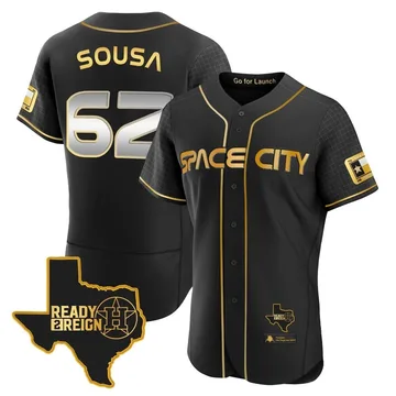 Bennett Sousa Men's Houston Astros Authentic 2023 Space City Ready 2 Reign Flex Base Jersey - Black/Gold