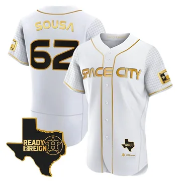 Bennett Sousa Men's Houston Astros Authentic 2023 Space City Ready 2 Reign Flex Base Jersey - White/Gold