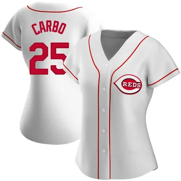 Bernie Carbo Women's Cincinnati Reds Authentic Home Jersey - White