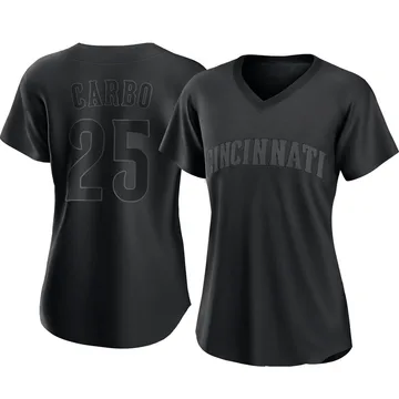 Bernie Carbo Women's Cincinnati Reds Authentic Pitch Fashion Jersey - Black