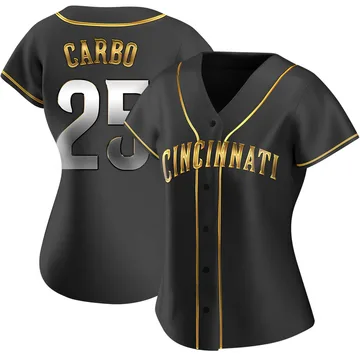 Bernie Carbo Women's Cincinnati Reds Replica Alternate Jersey - Black Golden