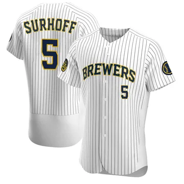 Bj Surhoff Men's Milwaukee Brewers Authentic Alternate Jersey - White