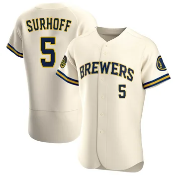 Bj Surhoff Men's Milwaukee Brewers Authentic Home Jersey - Cream