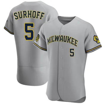 Bj Surhoff Men's Milwaukee Brewers Authentic Road Jersey - Gray