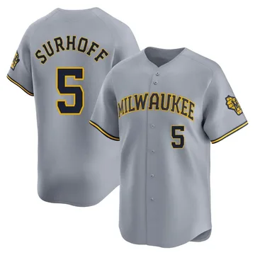 Bj Surhoff Men's Milwaukee Brewers Limited Away Jersey - Gray