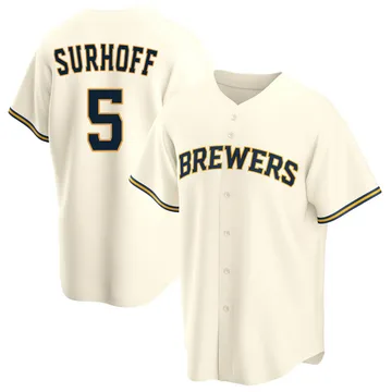 Bj Surhoff Men's Milwaukee Brewers Replica Home Jersey - Cream