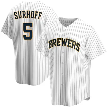 Bj Surhoff Men's Milwaukee Brewers Replica Home Jersey - White