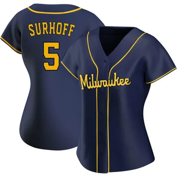 Bj Surhoff Women's Milwaukee Brewers Authentic Alternate Jersey - Navy