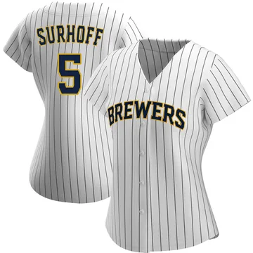 Bj Surhoff Women's Milwaukee Brewers Authentic Alternate Jersey - White/Navy