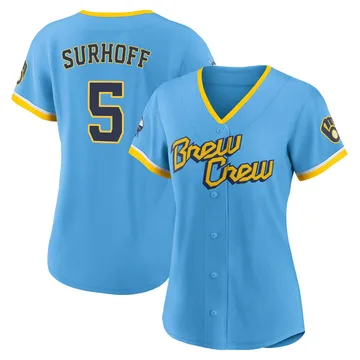 Bj Surhoff Women's Milwaukee Brewers Authentic Powder 2022 City Connect Jersey - Blue