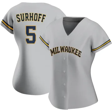 Bj Surhoff Women's Milwaukee Brewers Authentic Road Jersey - Gray