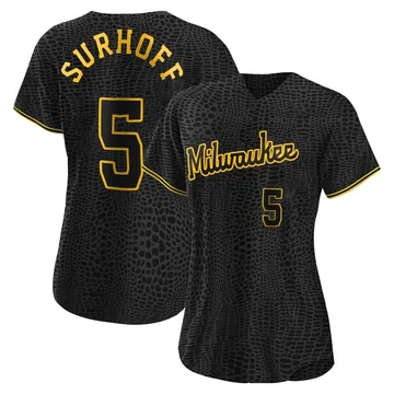 Bj Surhoff Women's Milwaukee Brewers Authentic Snake Skin City Jersey - Black