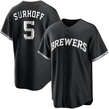 Bj Surhoff Youth Milwaukee Brewers Replica Jersey - Black/White