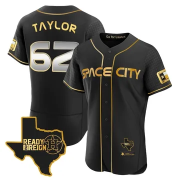 Blake Taylor Men's Houston Astros Authentic 2023 Space City Ready 2 Reign Flex Base Jersey - Black/Gold