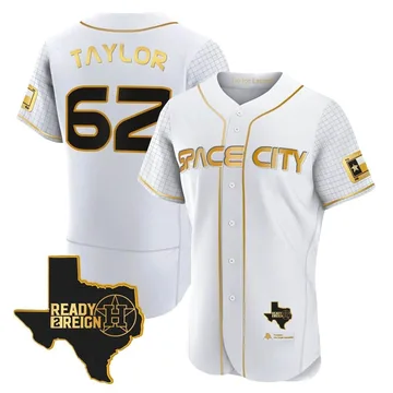 Blake Taylor Men's Houston Astros Authentic 2023 Space City Ready 2 Reign Flex Base Jersey - White/Gold