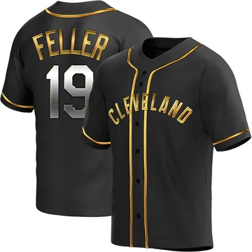 Bob Feller Men's Cleveland Guardians Replica Alternate Jersey - Black Golden