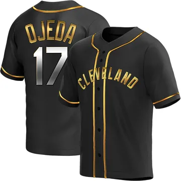 Bob Ojeda Men's Cleveland Guardians Replica Alternate Jersey - Black Golden