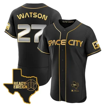 Bob Watson Men's Houston Astros Authentic 2023 Space City Ready 2 Reign Flex Base Jersey - Black/Gold