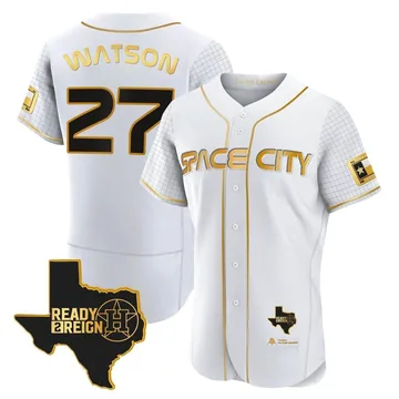 Bob Watson Men's Houston Astros Authentic 2023 Space City Ready 2 Reign Flex Base Jersey - White/Gold