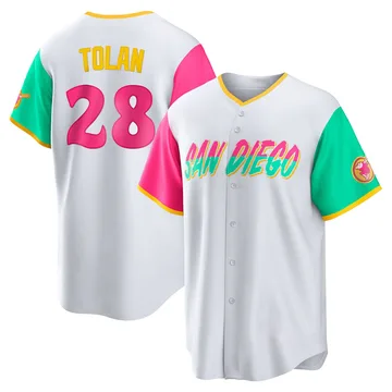 Bobby Tolan Men's San Diego Padres Replica 2022 City Connect Jersey - White